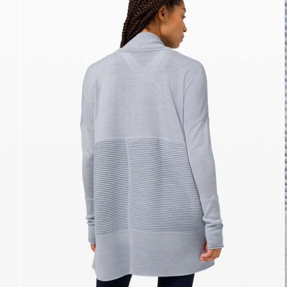 Lululemon Sit In Lotus Wrap II Cardigan Merino‎ Wool Heathered Chambray